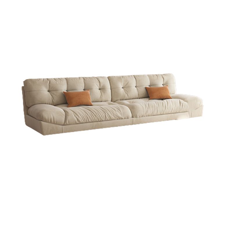 Modern Off-White Fabric Sofa Pillow Top Arm Reclining Loveseat for Bonus Room