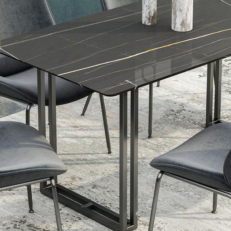 Modern 1/5/7 Pieces Dining Set Sintered Stone Dining Table with Leather Chairs