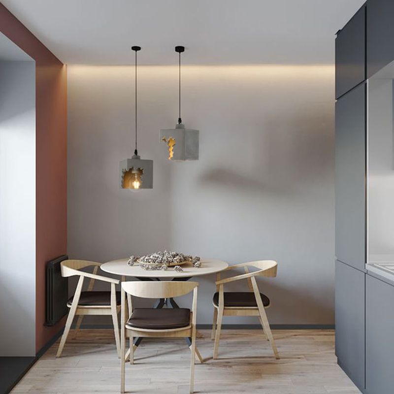 Notch Design Cement Hanging Light Creative Single Bulb Mini Ilumining Pending para Bar Cafe Shop