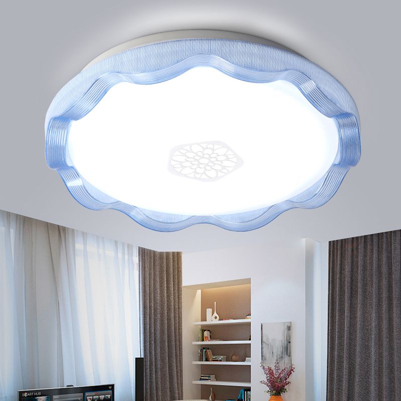 Lampada da incasso a soffitto in metallo smerlato con diffusore in acrilico Bianco/Blu/Oro Camera da letto 16"/19,5" Dia Lampada da incasso a LED in colore caldo/bianco