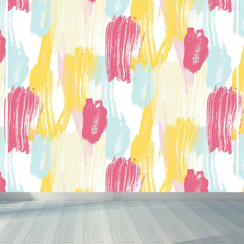 Modern Abstract Mural Wallpaper for Boys Bedroom Customised Wall Covering in Yellow