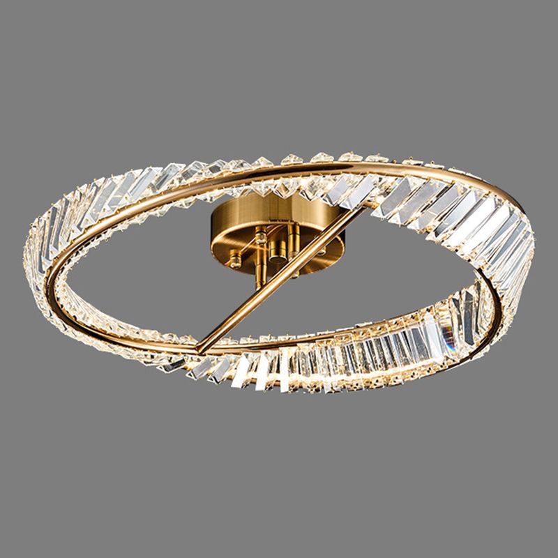 Crystal Geometric Flush Mount Lamp Modern Flush Ceiling Light Fixture in Gold