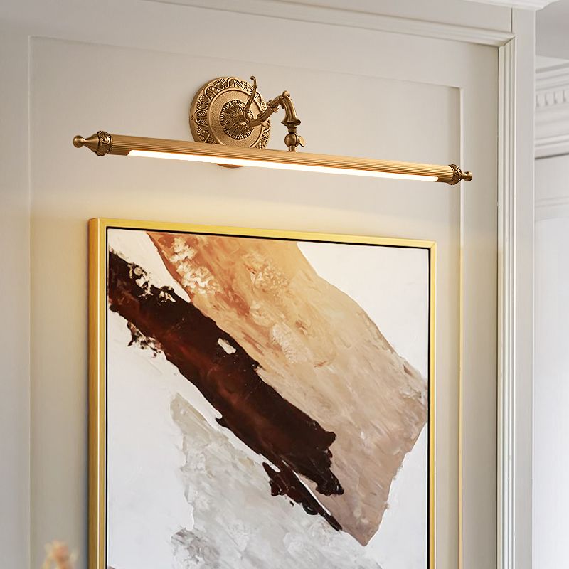 Mid Century Linear Wall Sconces Brass Vanity Lighting for Bathroom