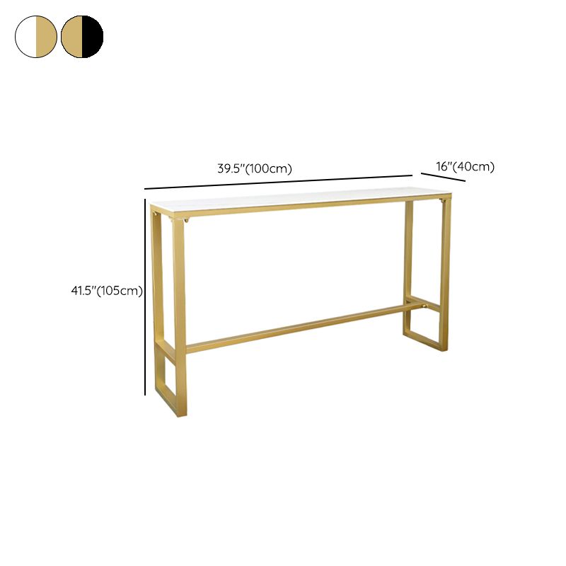 Stone Top Bar Stool Table Glam Style Pub Table with Gold Legs