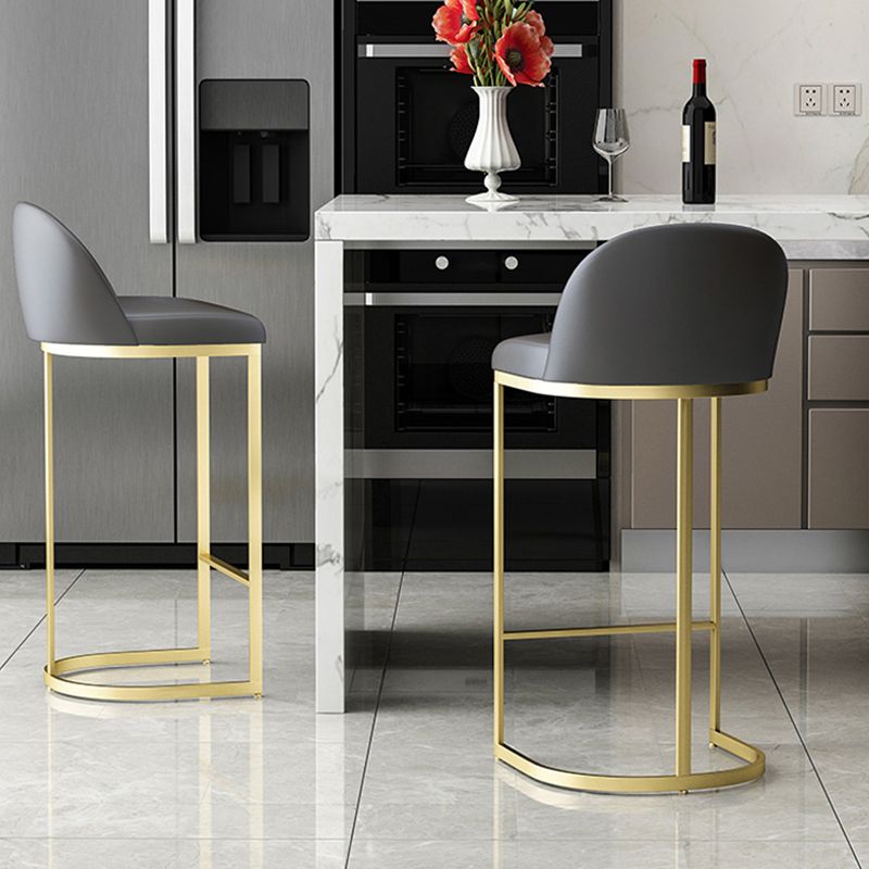 Modern Backrest Armless Counter Stool Iron Dining Room Bar Stool with Pedal and Cushion