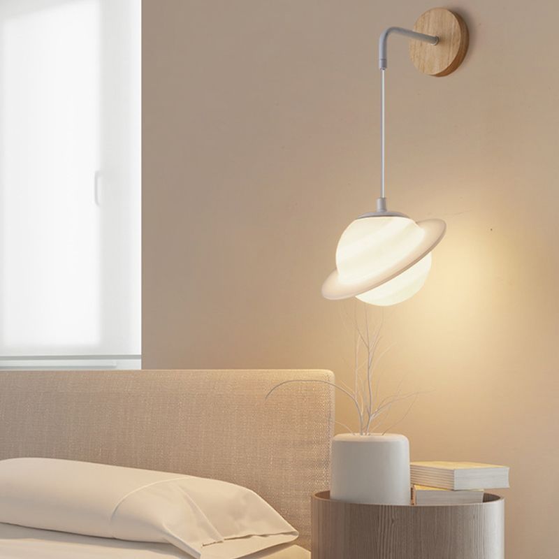 Nordic Wall Light Fixture Wooden Wall Light Sconce with Acrylic Shade for Bedroom
