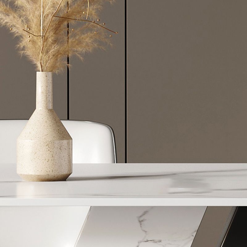 Simplicity Style Dinette Table Rectangle Stone Dinner Table for Kitchen
