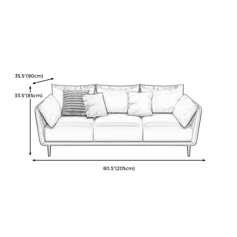 Faux Leather Sofa with Pillows Back and Pillow Top Arm for Living Room
