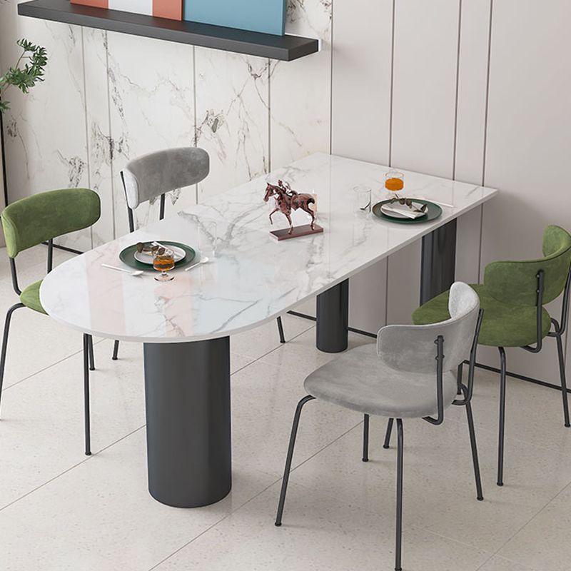 Sintered Stone Dining Table Modern White Top Dining Table with Black Frame
