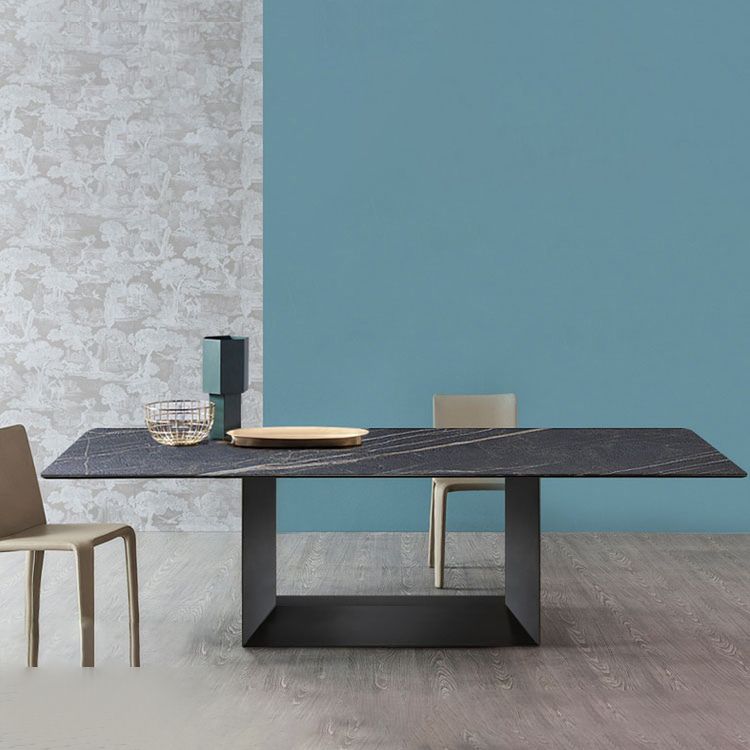 Industrial Sintered Stone Dining Table Rectangle Shape Standard Dining Table for Kitchen