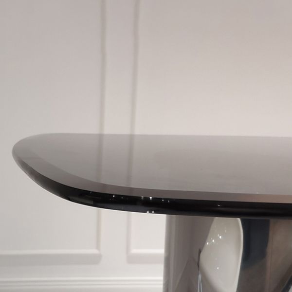 Glass Top Dining Table Rectangle Dining Table with Stainless Steel Base