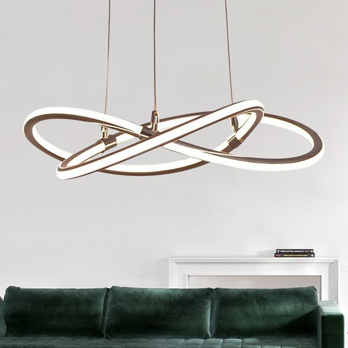 Modern Metal Sockets Chandelier Living Room Linear LED Hanging Pendant Lights