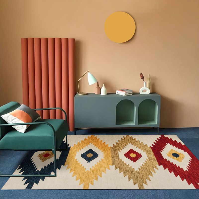 Orange Modern Rug Polyester Graphic Indoor Rug Non-Slip Backing Rug for Home Decor