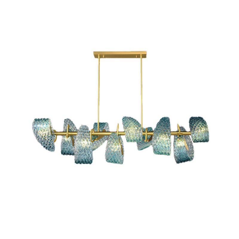 Modern Metal Ceiling Light Flower Shape Island Light with Glass Shade for Living Room