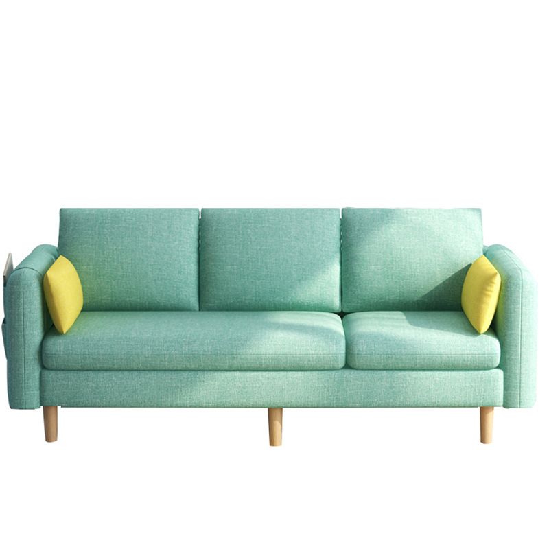 Modern Wood Legs Standard Sofa Fabric Loose Back Square Arm Sofa