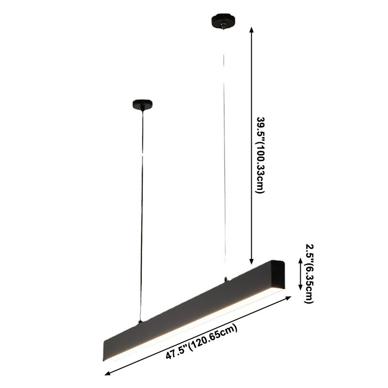 Rectangle Island Lights Modern Metal 1 Light Kitchen Island Lighting in Black