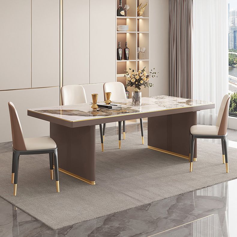 Mesa de comedor de estilo de lujo tradicional con pedestal doble