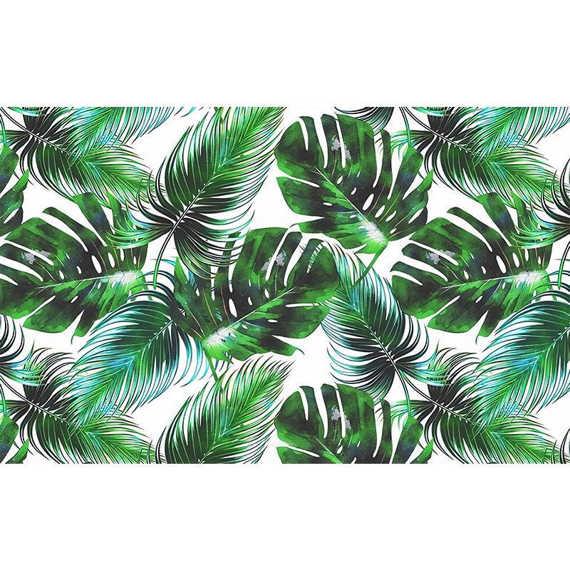 Banana Leaf Mural Wallpaper for Thai Restaurant, Tropical Wall Decor in Dark Green