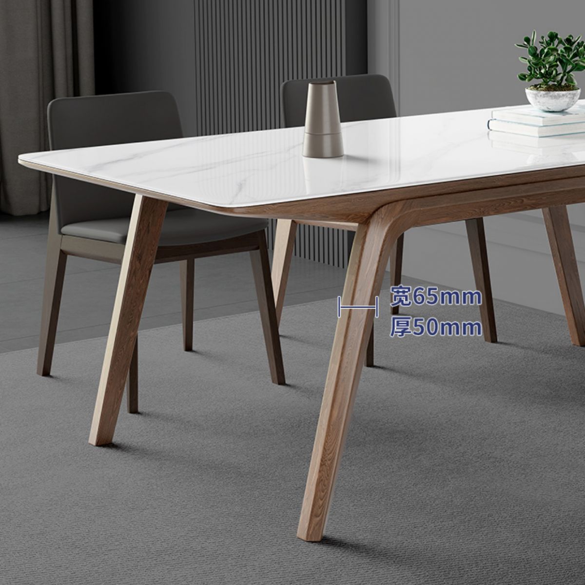 5/7 Pcs Contemporary Stone Rectangle Shape Dinette Table with Upholstered Chair