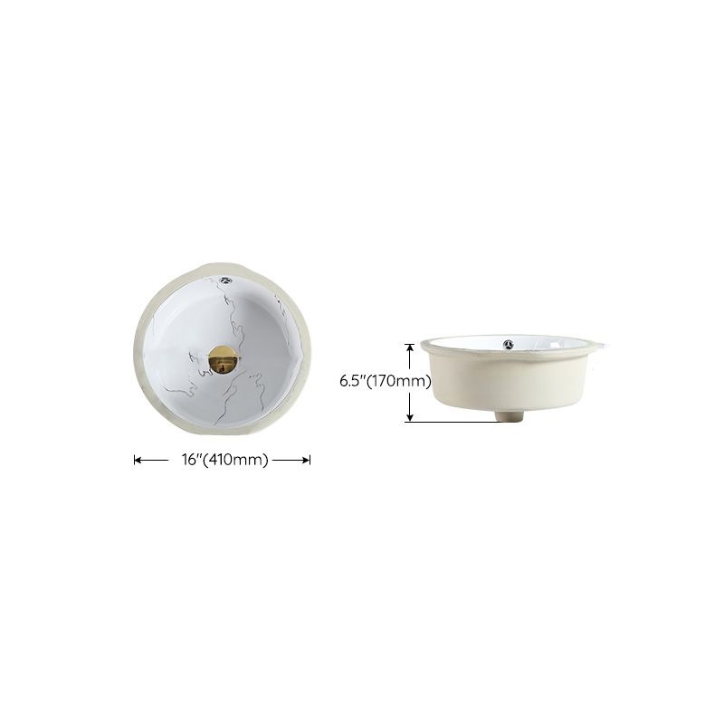 Modern Undermount Vanity Sink Rectangular Porcelain with Overflow Basin Sink