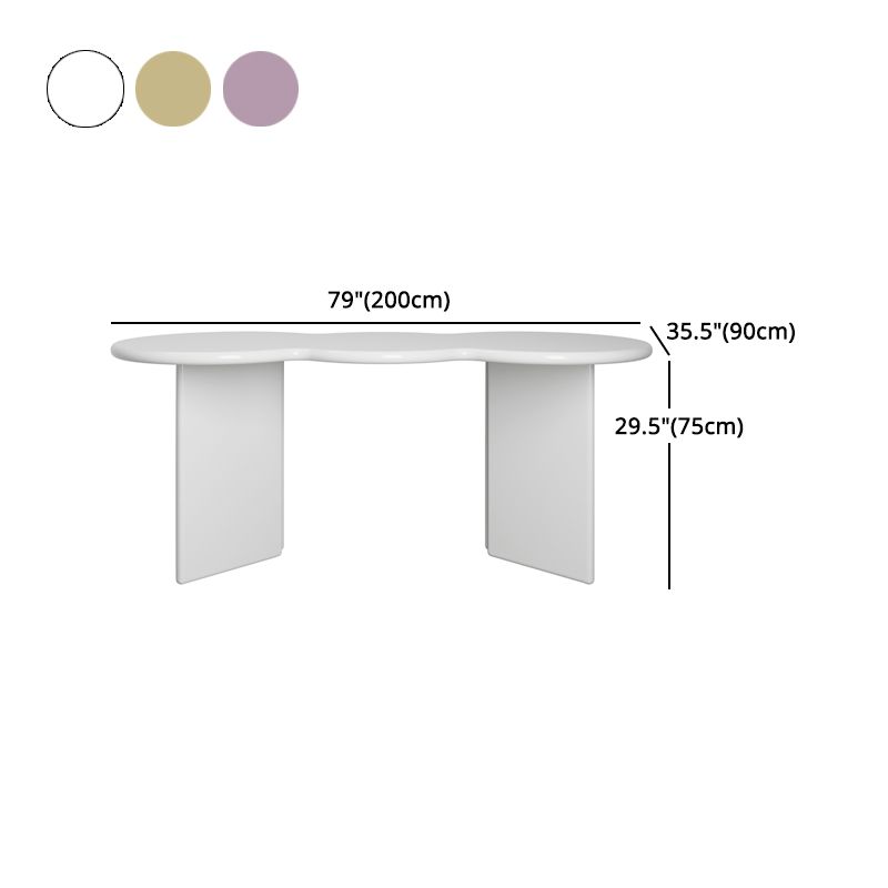 Free Form Solid Wood Dining Table Double Pedestal Furniture in Matte Finish