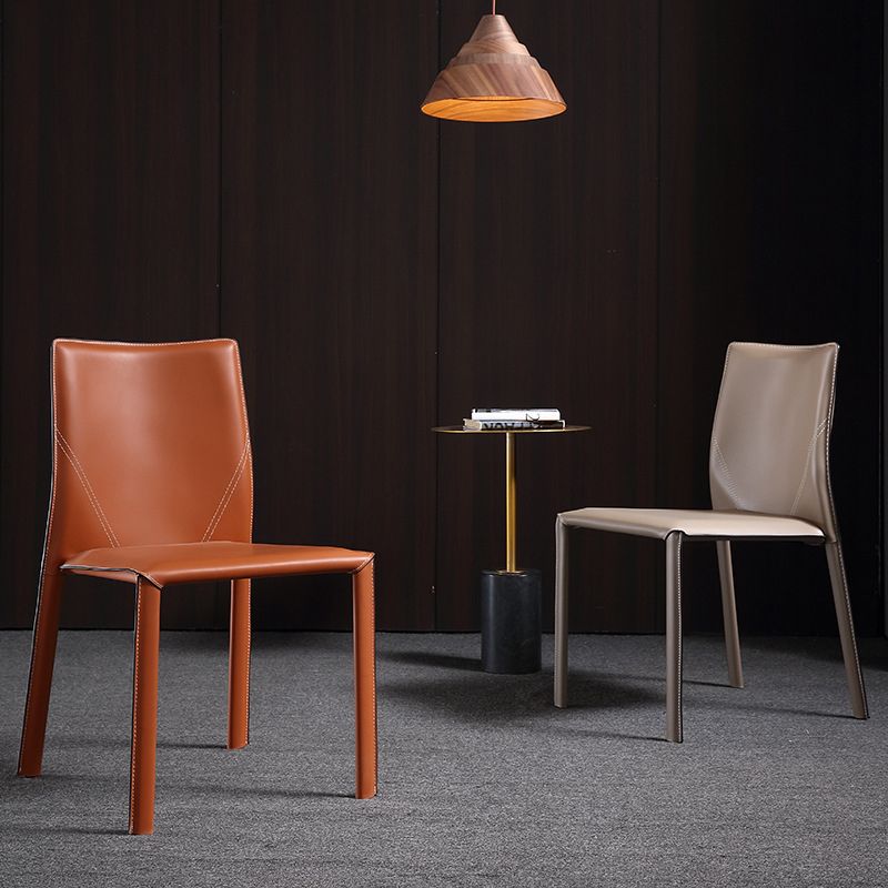 Faux Leather Kitchen Dining Chairs Upholstered Side Chairs with Metal Base