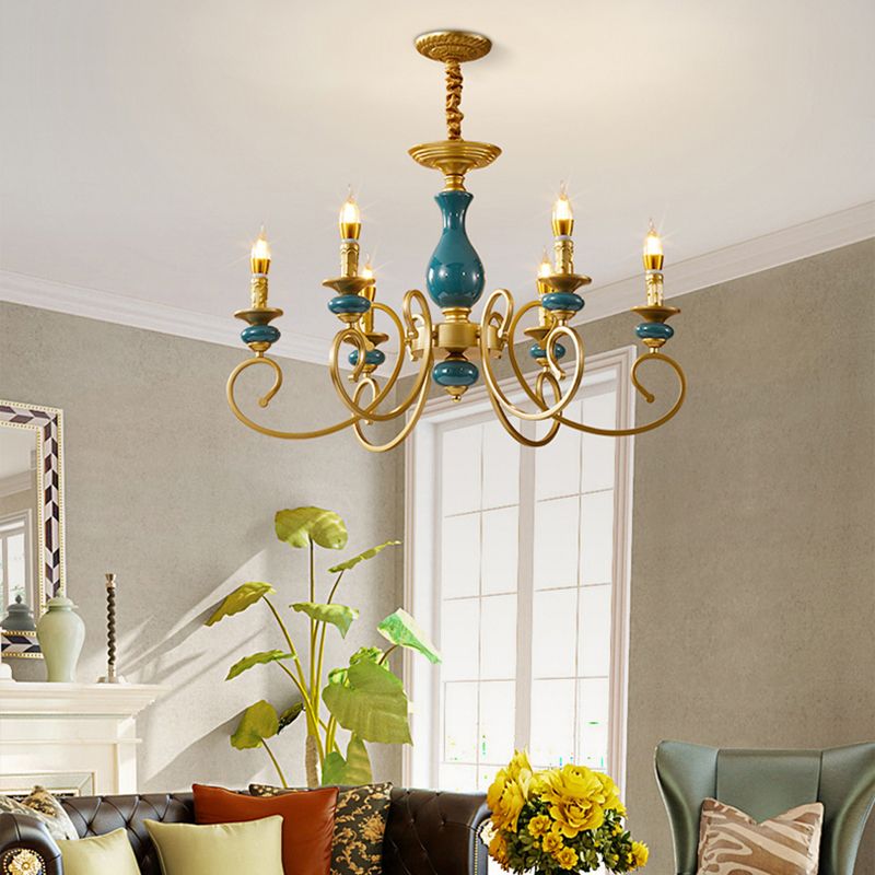 Traditional Style Suspension Pendant Light Candlestick Shaped Chandelier for Living Room