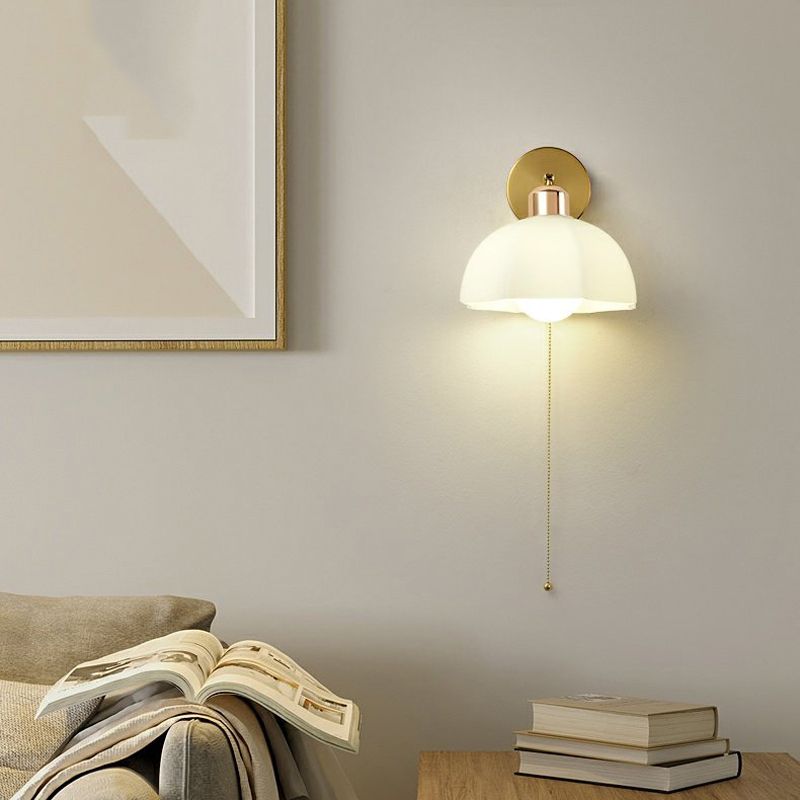 Nordic Style Iron Wall Light Dome Shape Adjustable Wall Lamp for Bedroom