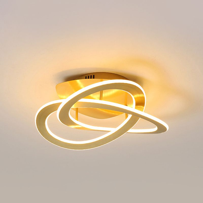 21,5 "/29.5" W Iluminación de techo de dormitorio LED Blanco/Oro de montaje de punto de montaje de luz con sombra acrílica de bucle en luz cálida/blanca