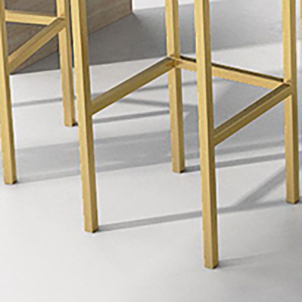 Indoor Glam Counter Stool Footrest Low Back Rectangle Upholstered Dining Stool