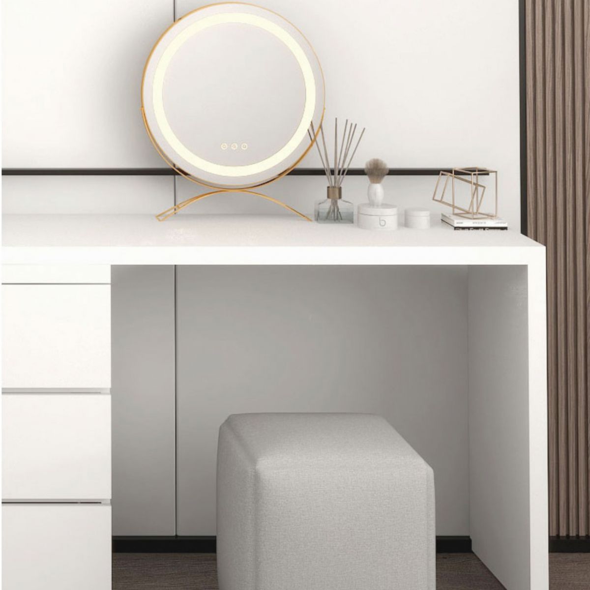 Contemporary 29" H Vanity Dressing Table with 6 Storage Drawers