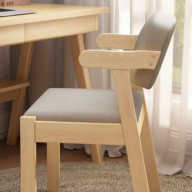 Fauteuil de maison scandinave, chaise de salle à manger rembourrée en bois à dossier ouvert