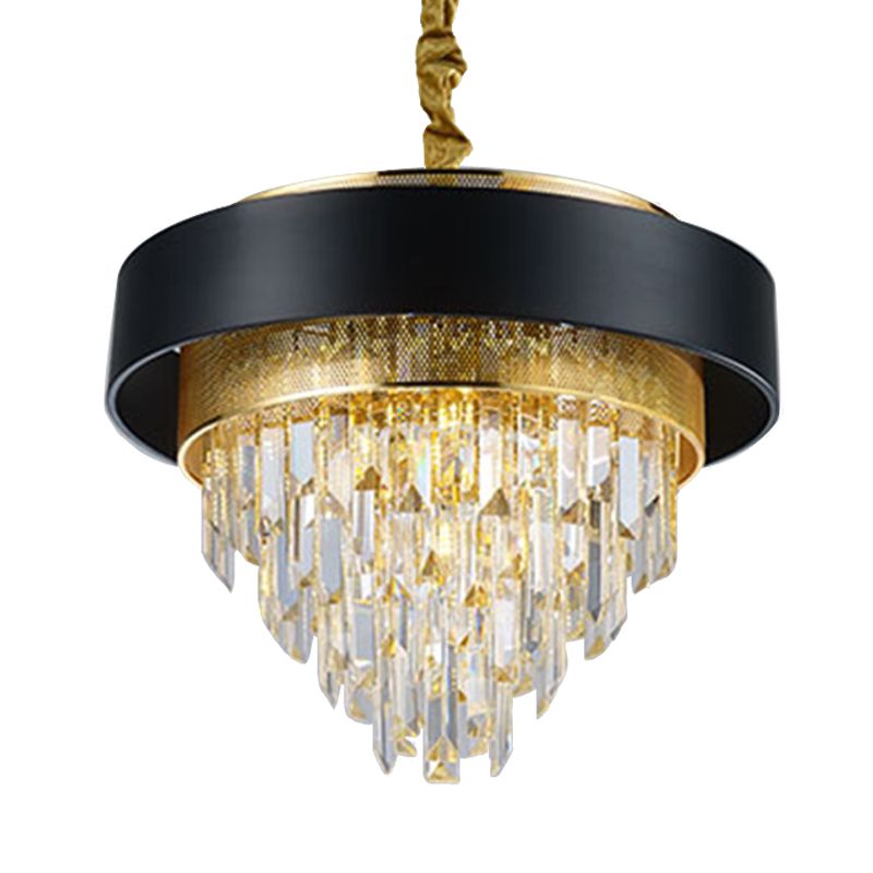 LAMPE DE CHANDELIER ROUNDIQUE SIMPLE CRISTAL 5 LICTES Salle à manger Kit d'éclairage suspendu en blanc / noir