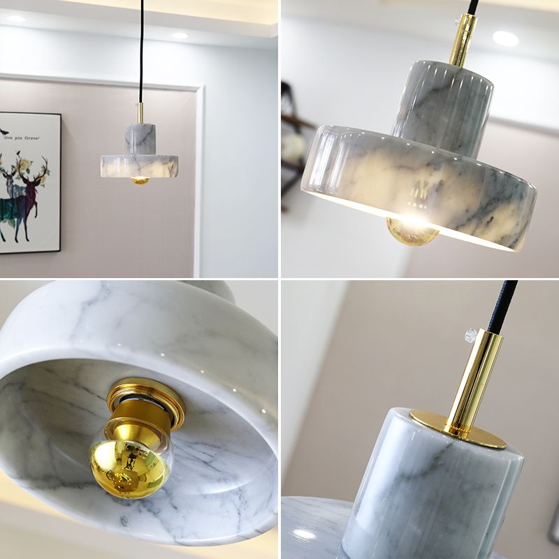 Faut de goutte en forme de grange en marbre Minimaliste d'éclairage en suspension blanc