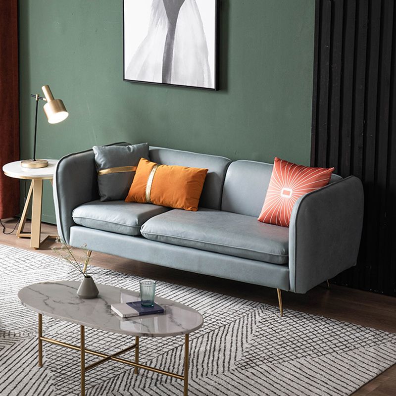 Modern Standard Faux Leather Sofa 3 Seater Square Arm Sofa for Living Room