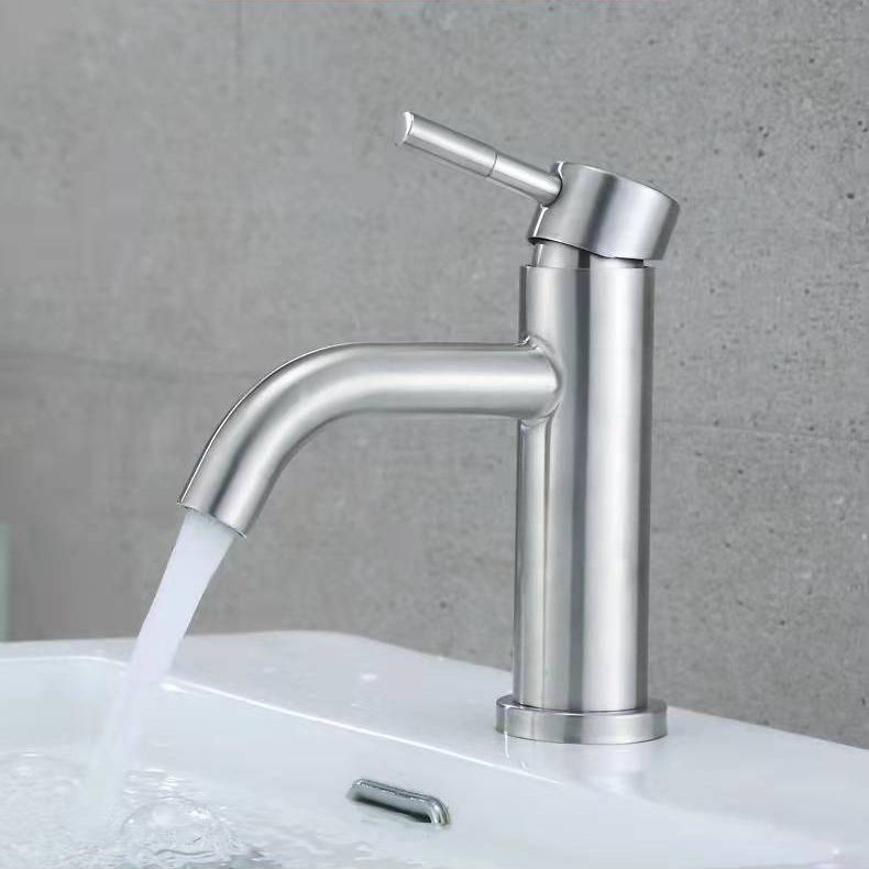 Stainless Steel Bathroom Faucet Chrome Lever Handle Sink Faucet with 1 Hole