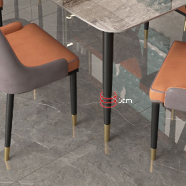 Industrial Sintered Stone Dining Table for Restaurant Rectangle Grey Table with 4 Legs