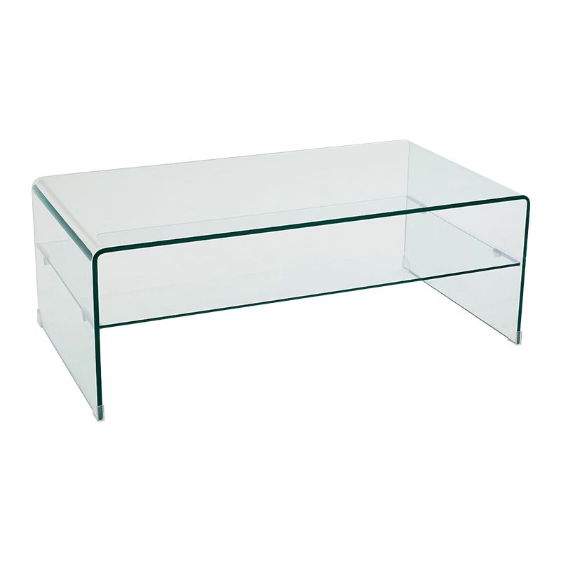 Modern 2-Tier Glass Coffee Table in Clear Sled 1 Single Cocktail Table