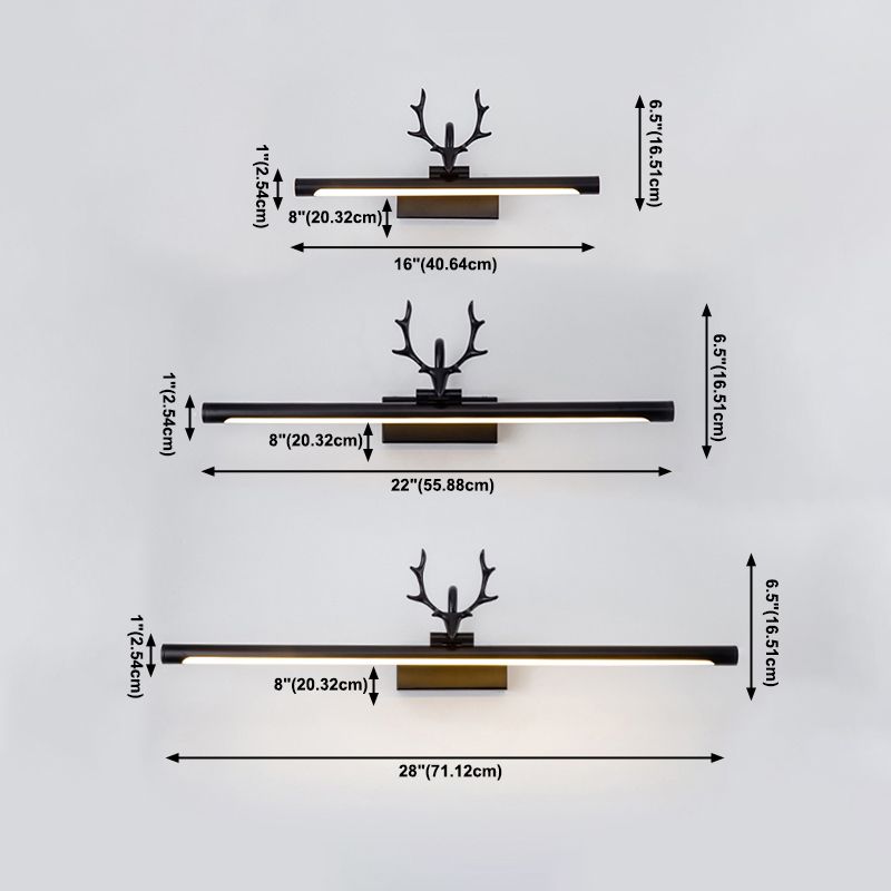 LED Copper Mirror Lamp American Retro Style Bathroom Toilet Antler Mirror Light Fixture