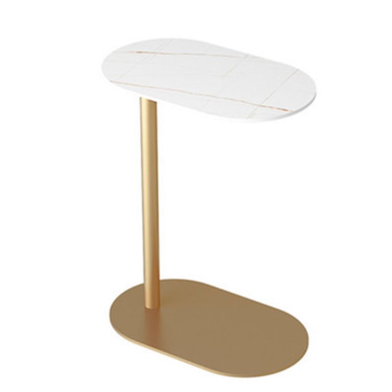 Mid-Century Modern Stone Top Side Table Elliptical Pedestal End Table