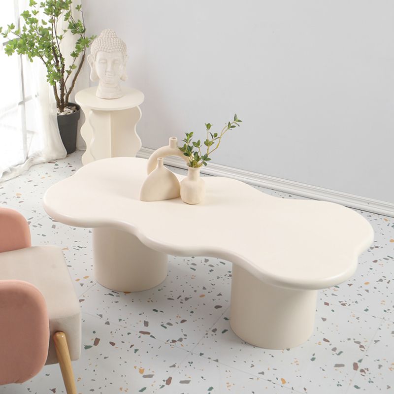 1 White Coffee Table Solid Wood Round Coffee Table Minimalist