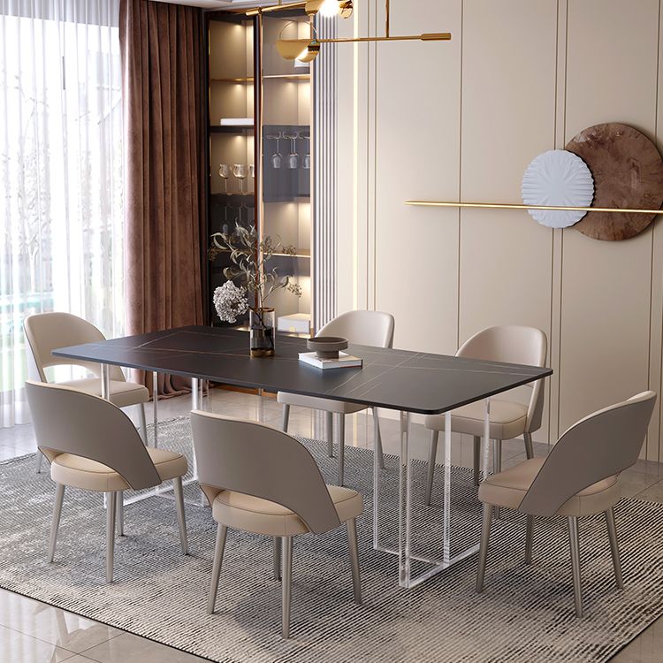 Modern Rectangle Stone Dining Table 1/7 Pieces Dining Set for Dining Room