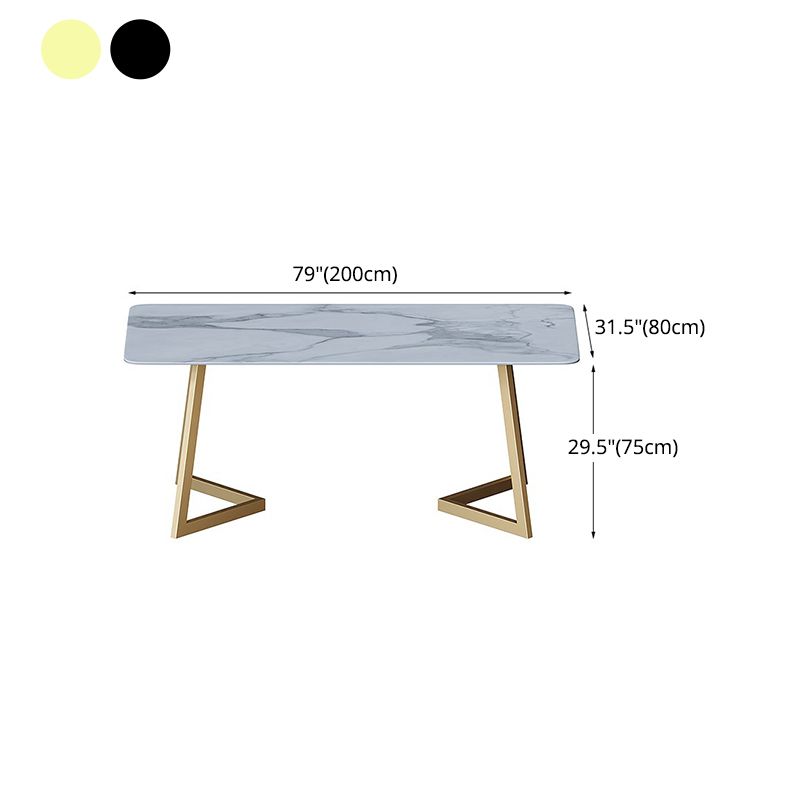 Glam Iron Dinette Set 1/2/4/5/7 Pieces Rectangle Sintered Stone Top Dining Table Set