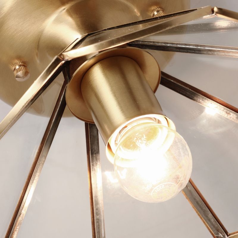 Brass Ceiling Light Fixture Vintage Glass Scalloped Semi Flush Mount Light