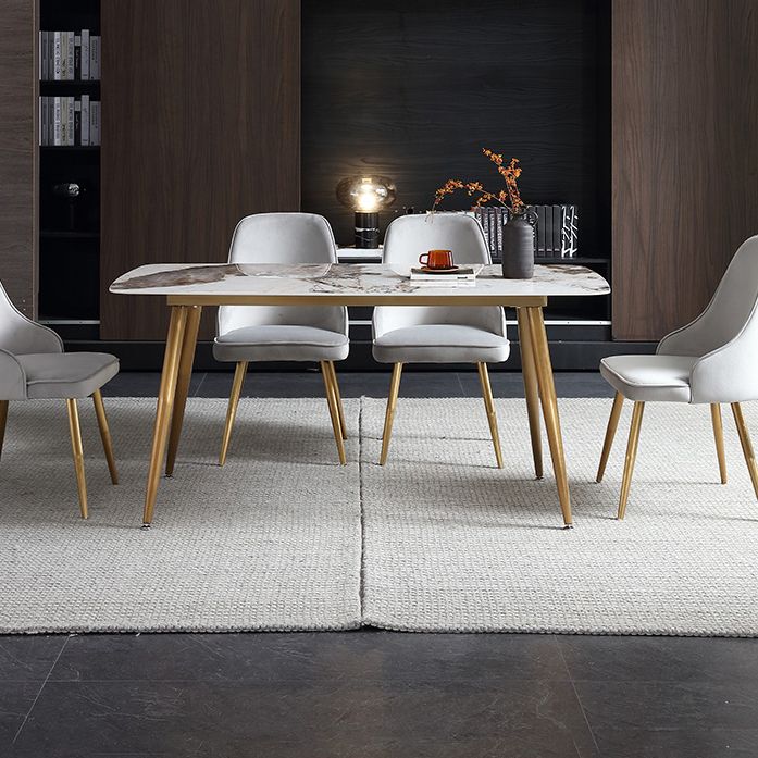 Mesa de comedor de piedra rectangular muebles de lujo tradicionales con 4 patas
