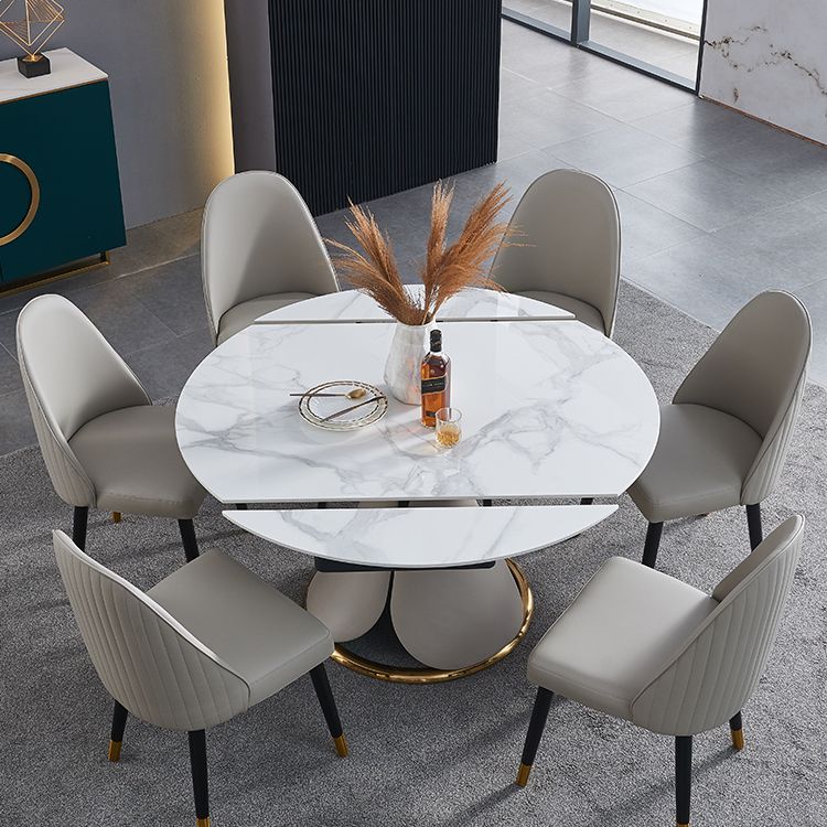 Nordic Glam Style Leather Dining Chair Parsons Chair with Wooden Legs for Kitchen