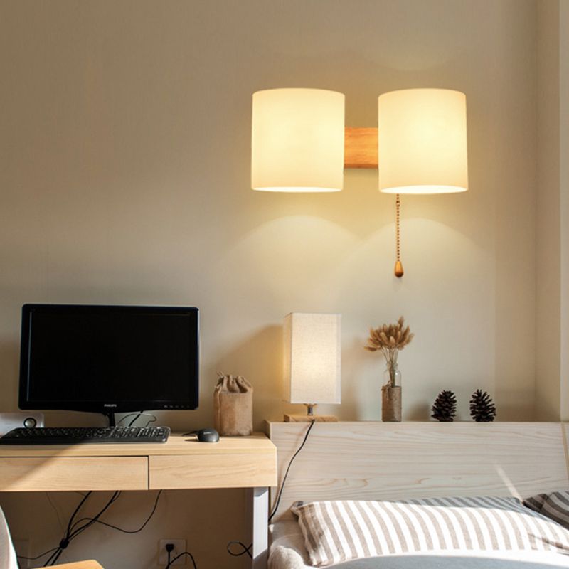 Cylinder Wall Mounted Lamp Modern Simplicity Milk Glass Wall Mount Lamp for Living Room