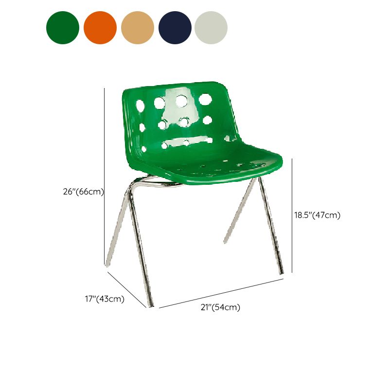 Contemporary Style Armless Chair Plastic Dining Chair with Metal Legs