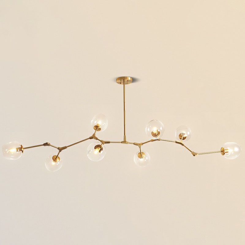 Postmodern DNA Hanging Ceiling Light Transparent Glass Living Room Chandelier in Gold