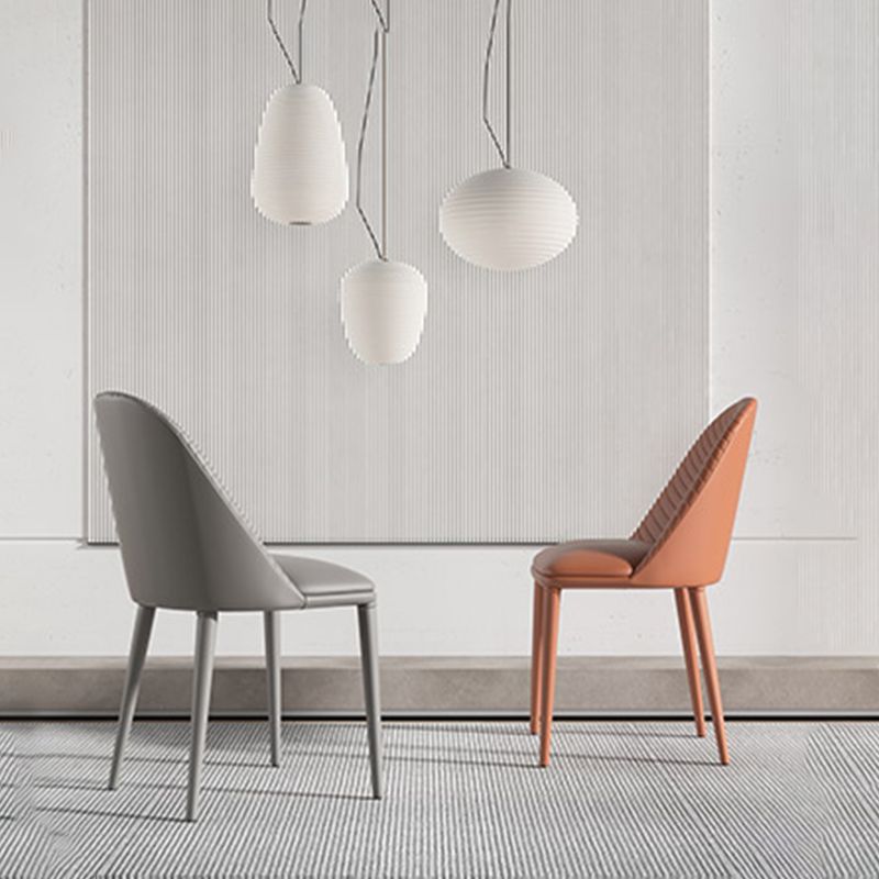 Sillas de comedor de estilo moderno, sillas laterales sin brazos de cocina con patas de metal